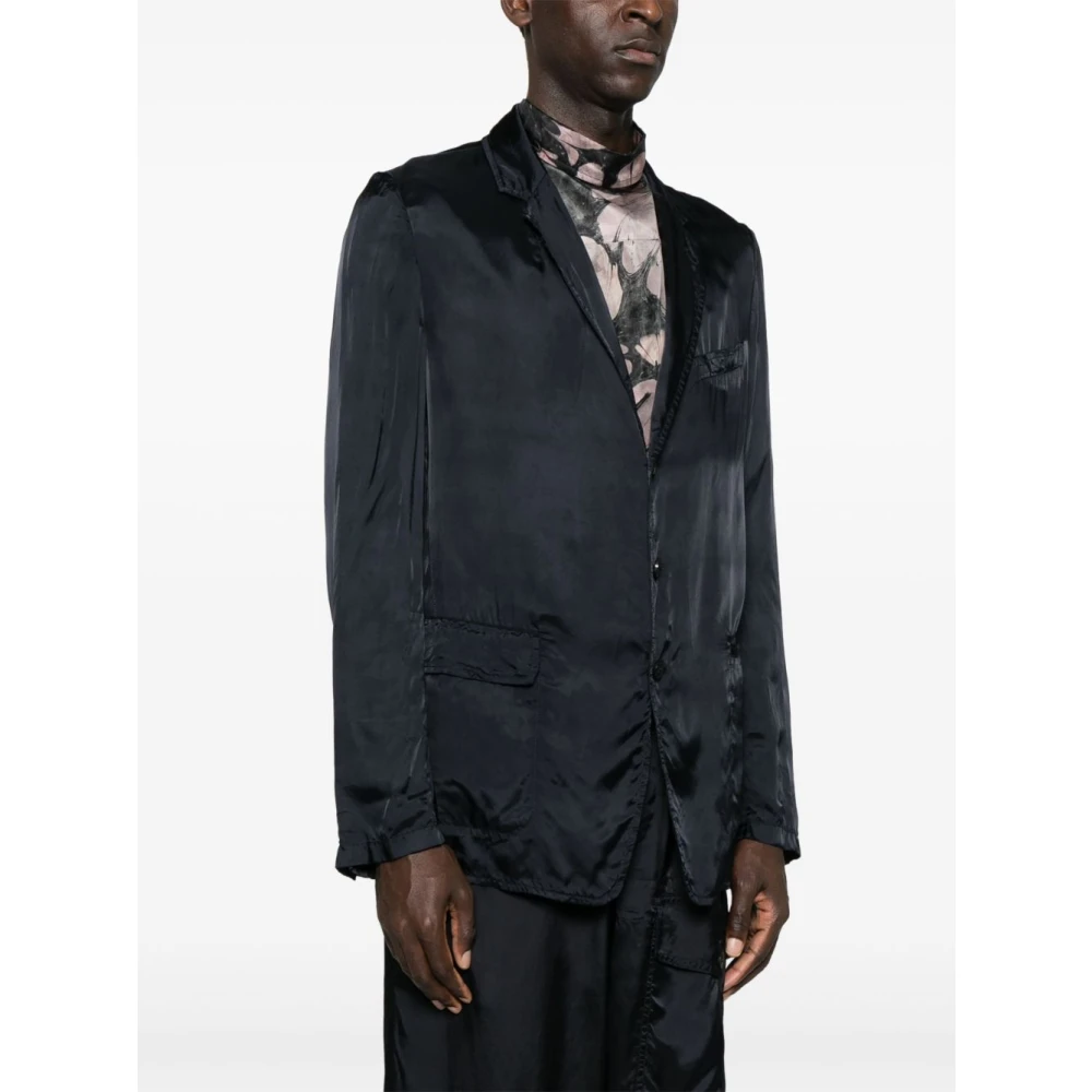 Dries Van Noten Navy Blauwe Jas Klassieke Stijl Blue Heren