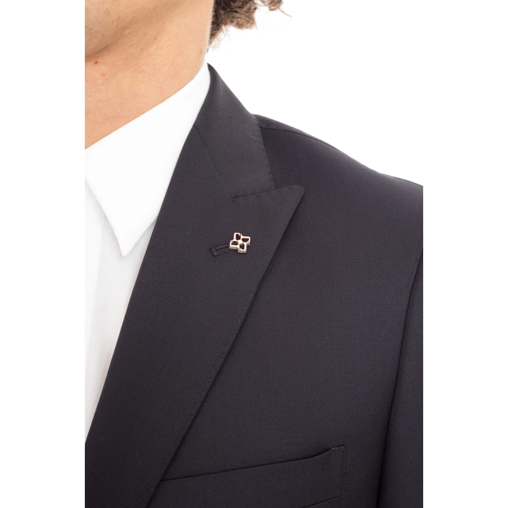 Tagliatore Blauwe Wollen Jurk met Zakken Blue Heren
