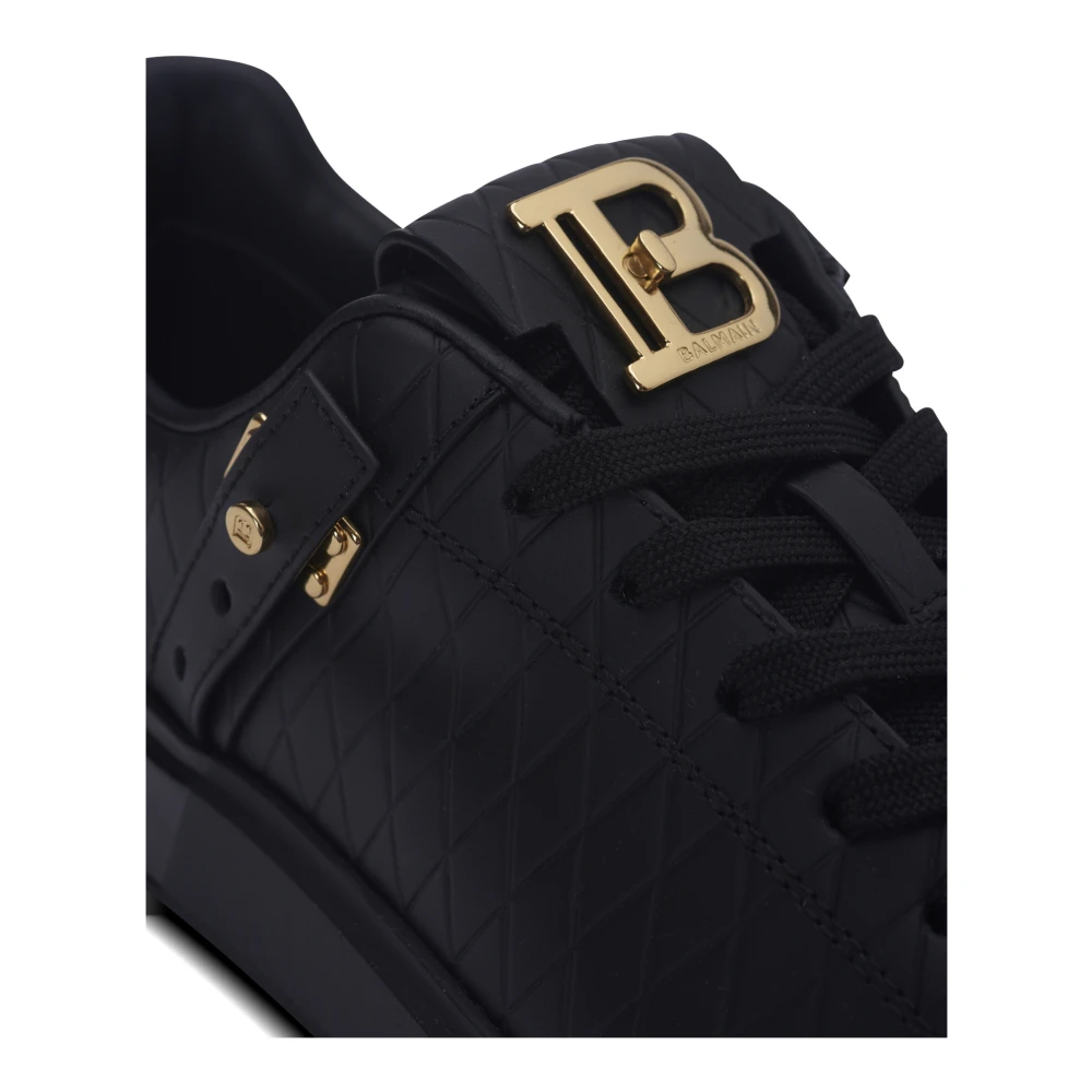 Balmain B-Court B-Buzz sneakers in reliëf kalfsleer Black Dames