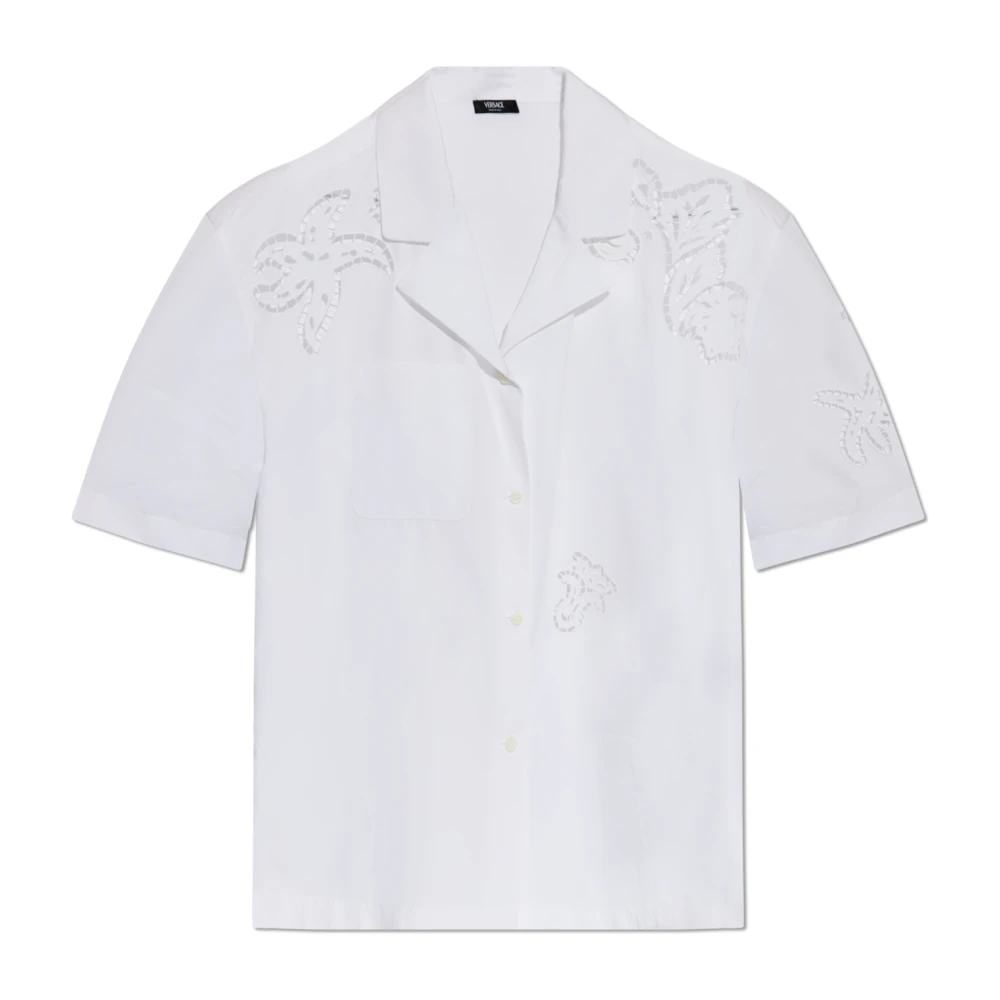 Versace Shirt met openwerkpatroon White Dames