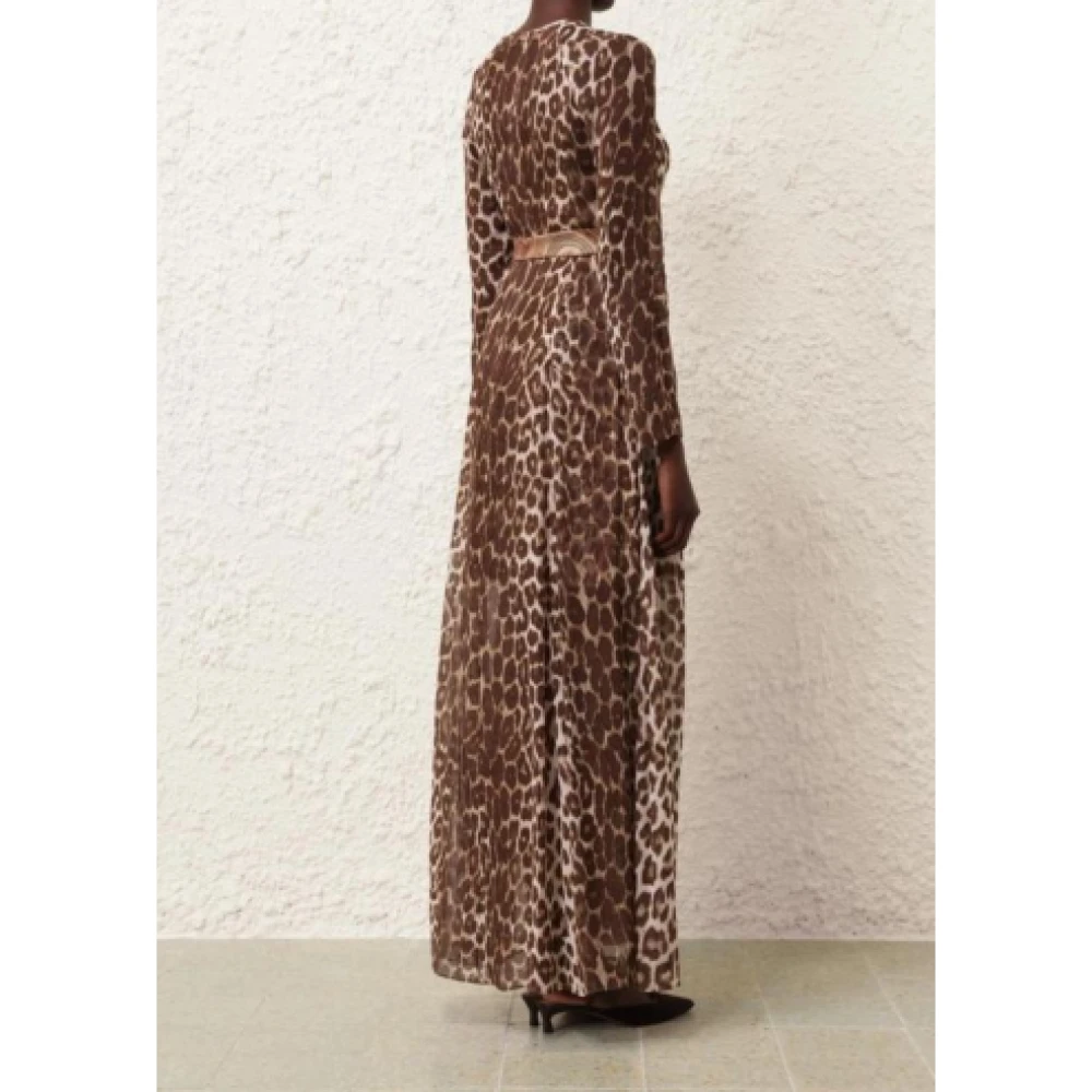 Zimmermann Lange zijden luipaardprint jurk Multicolor Dames