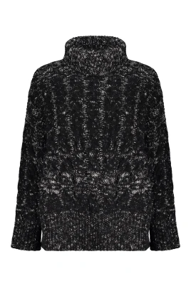 Turtlenecktröja med ribb och flätmönster