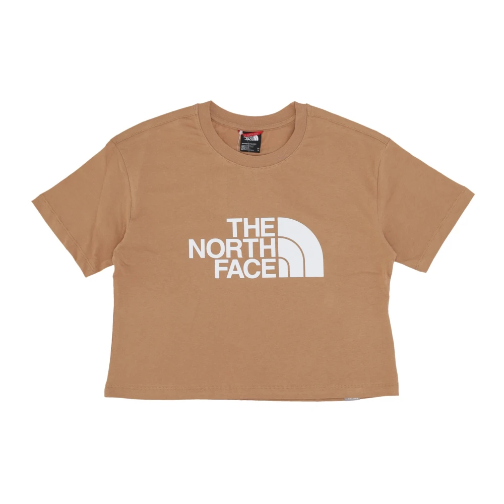The North Face Cropped Easy Tee Almond Butter White Brown Dames