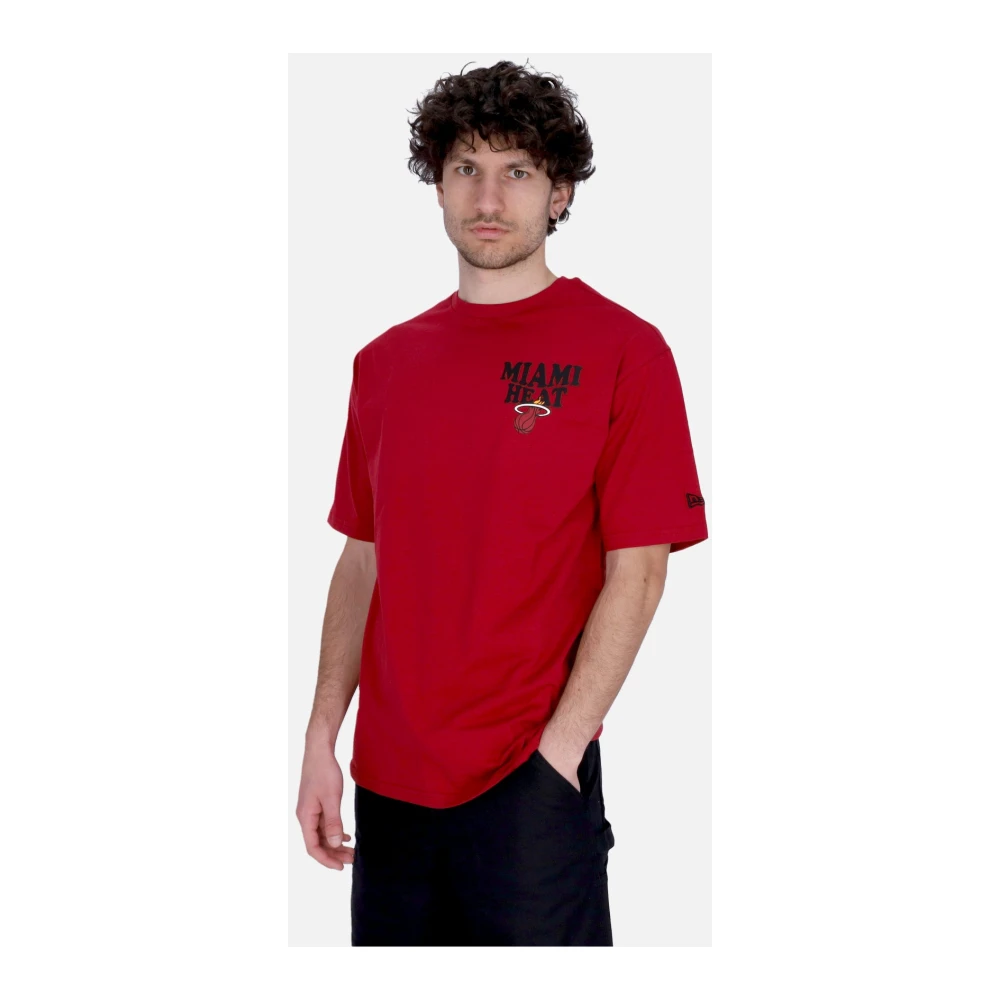 new era Miami Heat Script Tee Rood Wit Red Heren