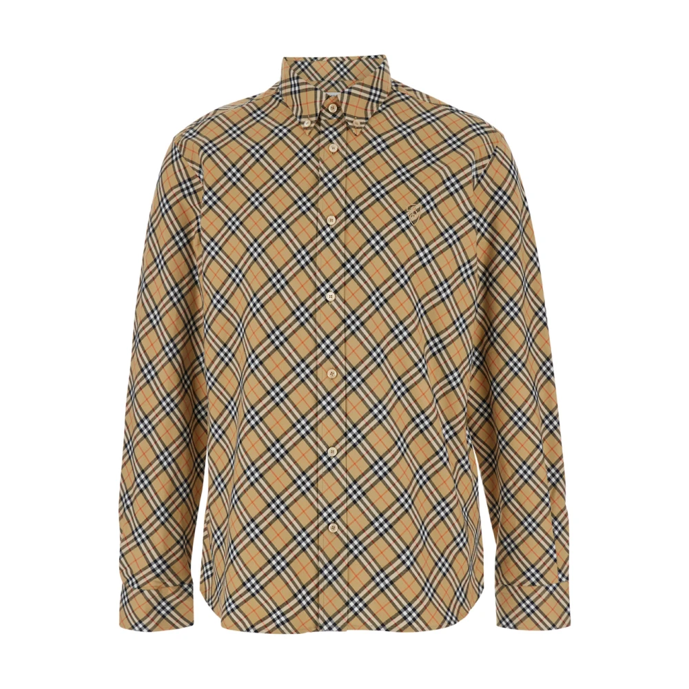 Burberry Vintage Geruite Overhemd voor Mannen Beige Heren