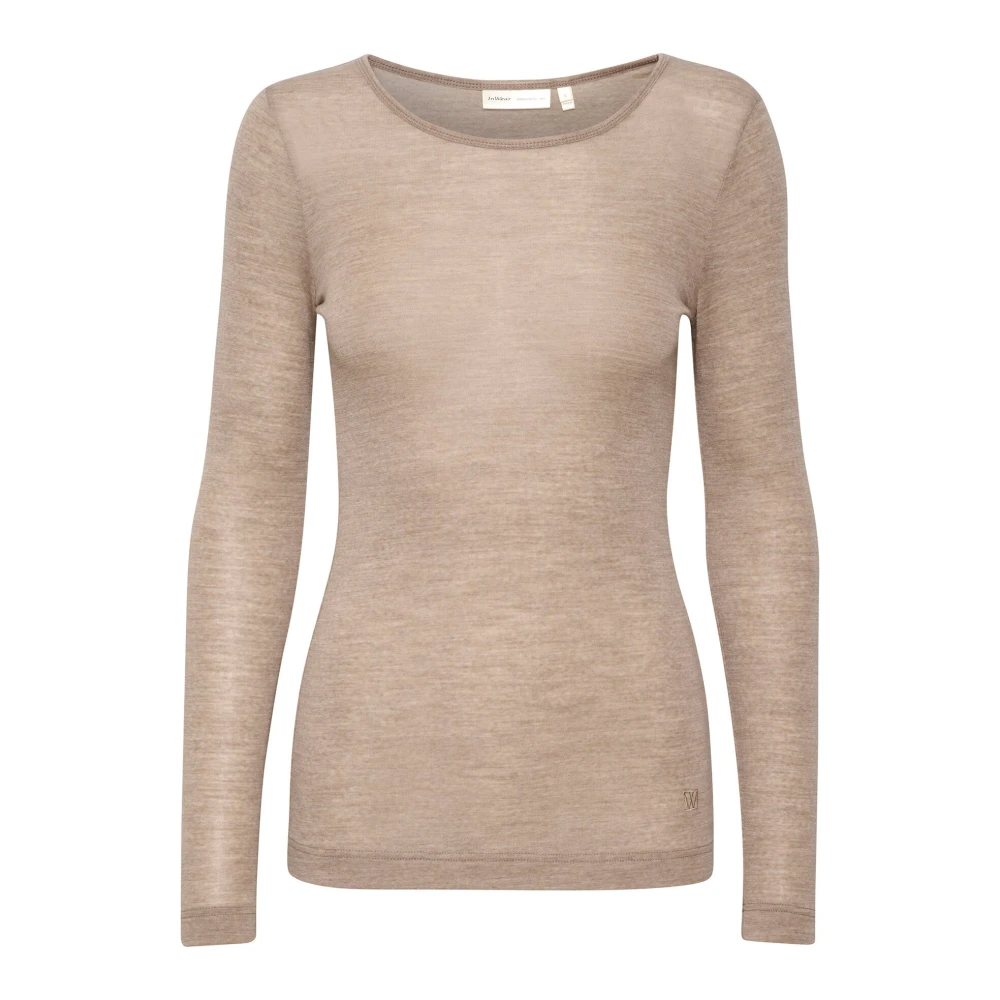 Inwear Beige Long Sleeve T-Shirts, Female, L, Long Sleeve Oatmeal Melange T-Shirt