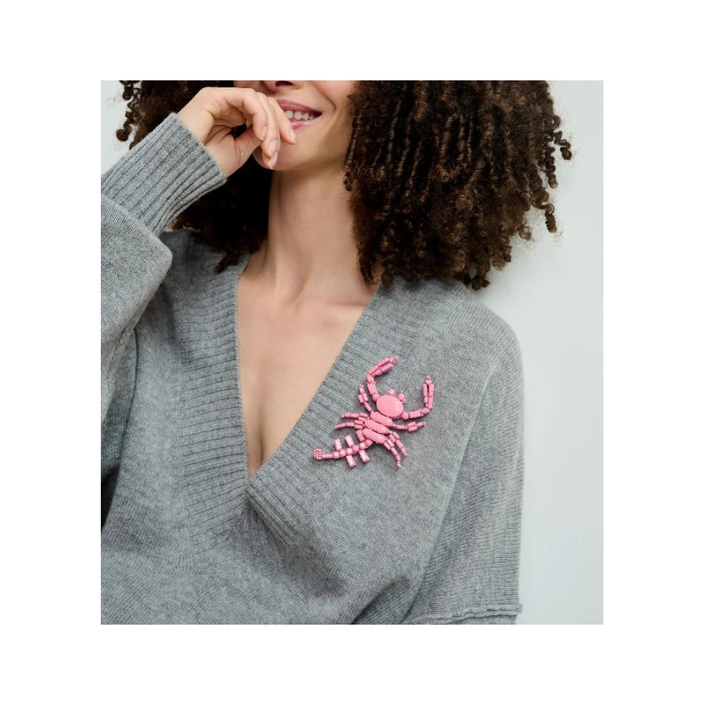 Essentiel Antwerp Oversized V-hals Gebreide Trui Gray Dames