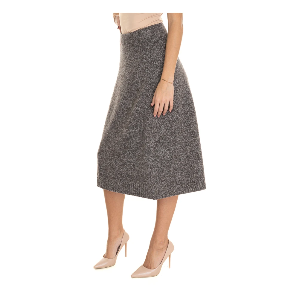 Max Mara Weekend Uitlopende wollen midi-rok Gray Dames