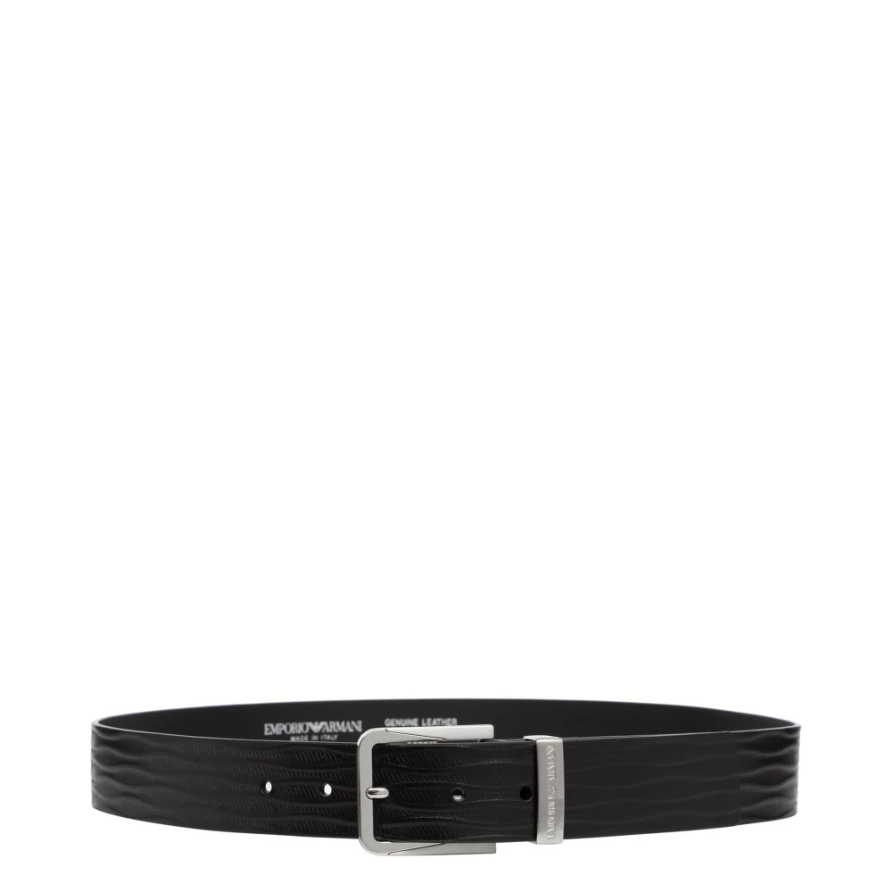 Emporio Armani Verstelbare Gesp Riem Black Heren
