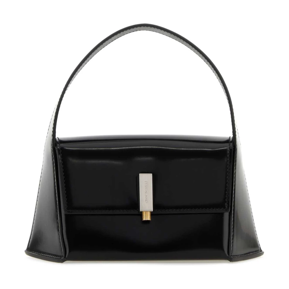 Salvatore Ferragamo Mini Prisma Zwarte Leren Handtas Black Dames