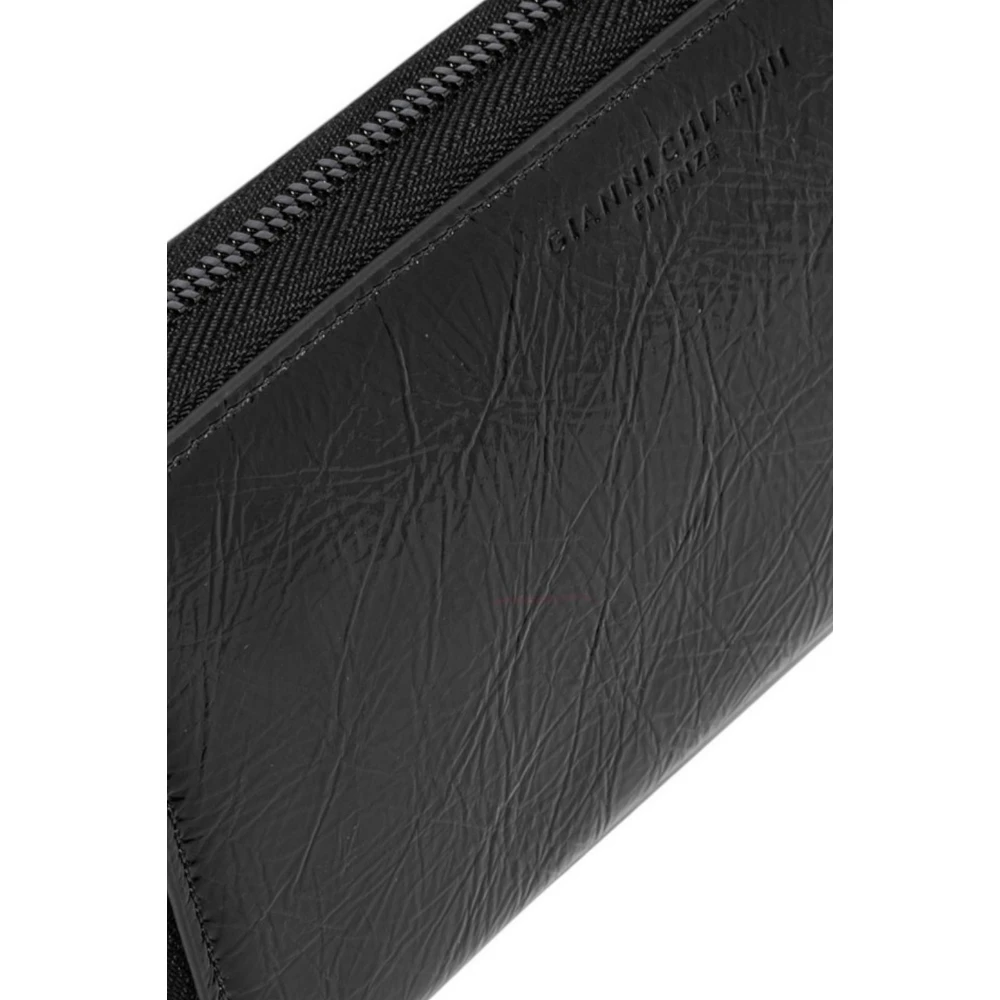 Gianni Chiarini Zwarte leren portemonnee met meerdere vakken Black Dames