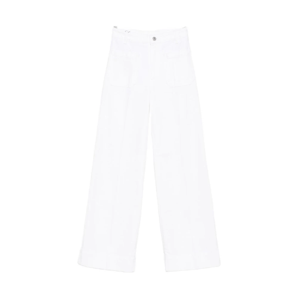 Victoria Beckham Women's White Wide Trousers, W25, Jeans