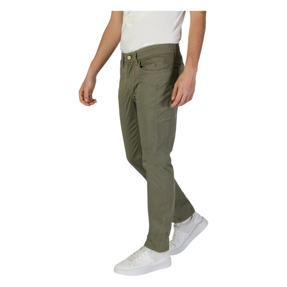 Jeckerson Groene katoen-lycra broek met zakken Green Heren