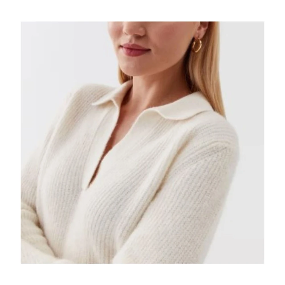 Calvin Klein Alpaca Polo-NK Sweater voor Vrouwen White Dames