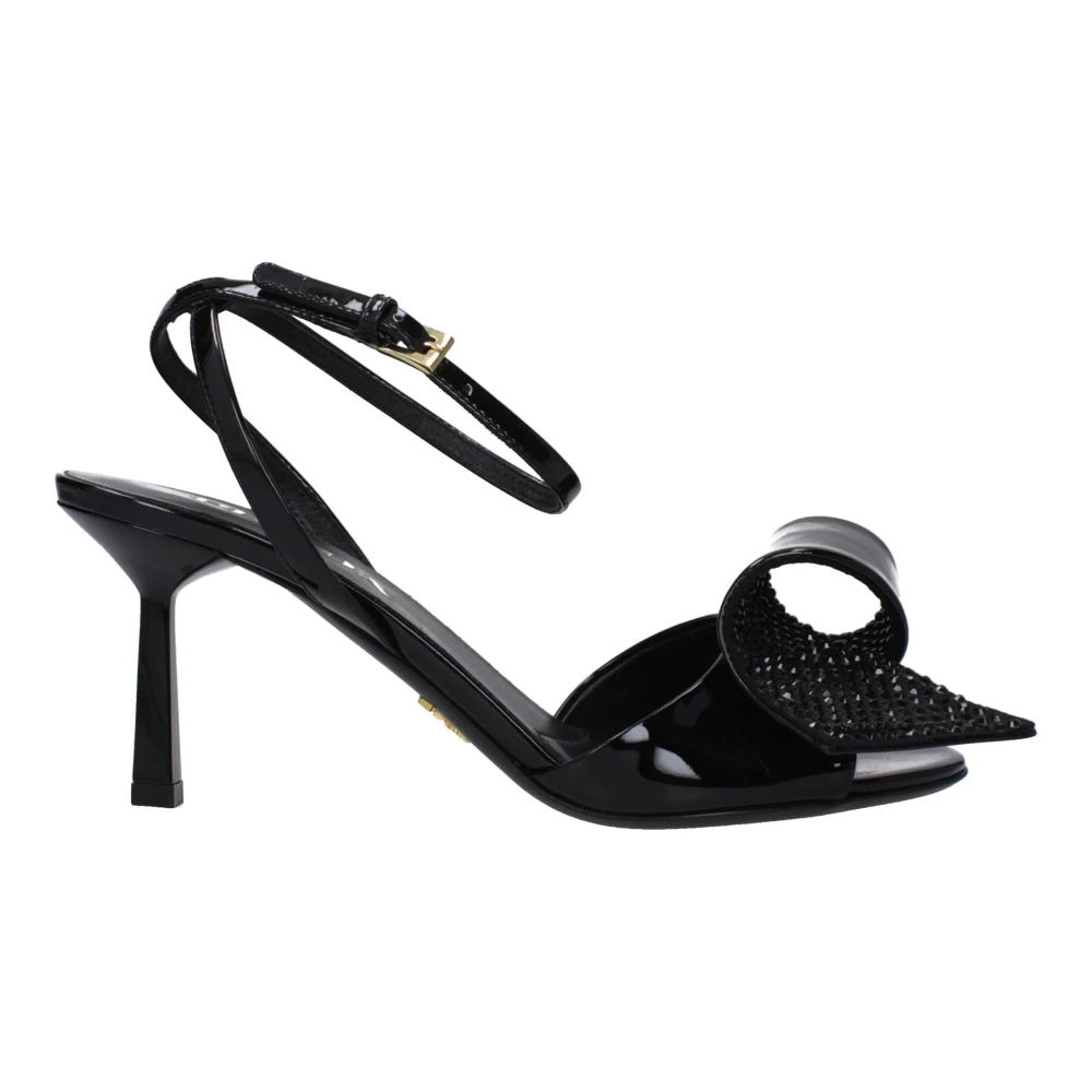 Prada Women's Black Leather Stiletto Heels Sandals