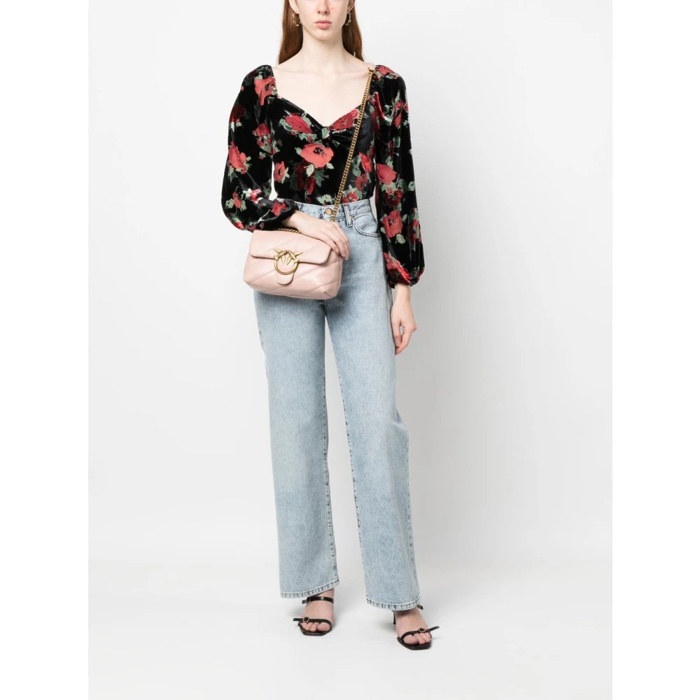 pinko Chique Leren Schoudertas in Roze Goud Pink Dames