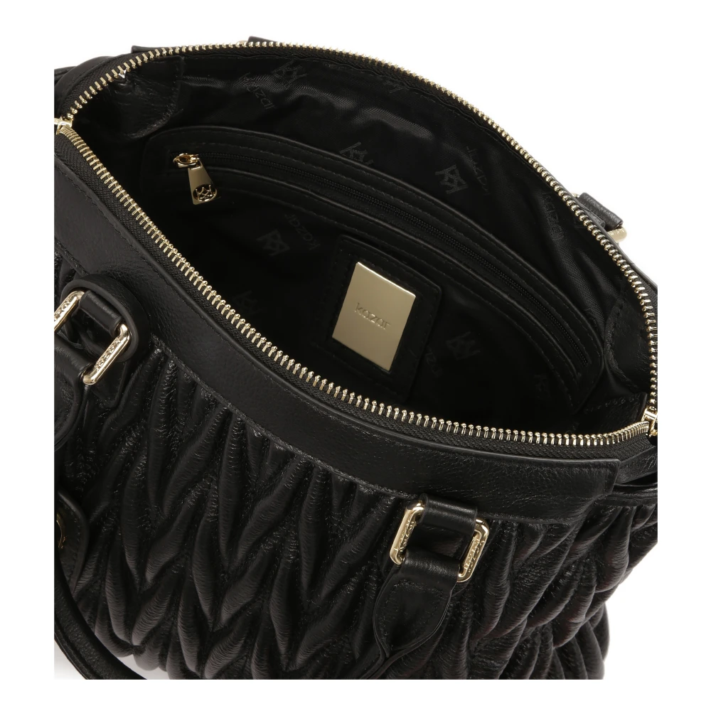 Kazar Elegante handtas in gewatteerd fijn patroon Black Dames