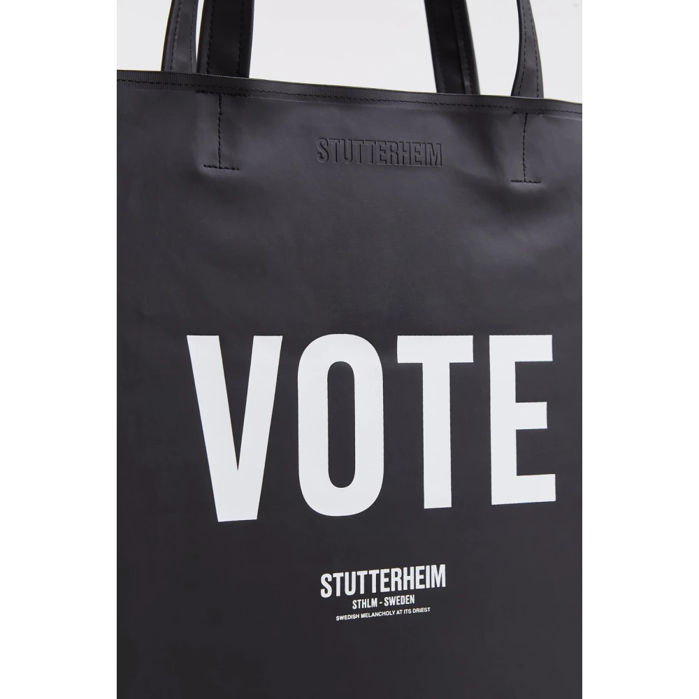 Stutterheim Stevige Tote tas met essentiële boodschap Black Dames