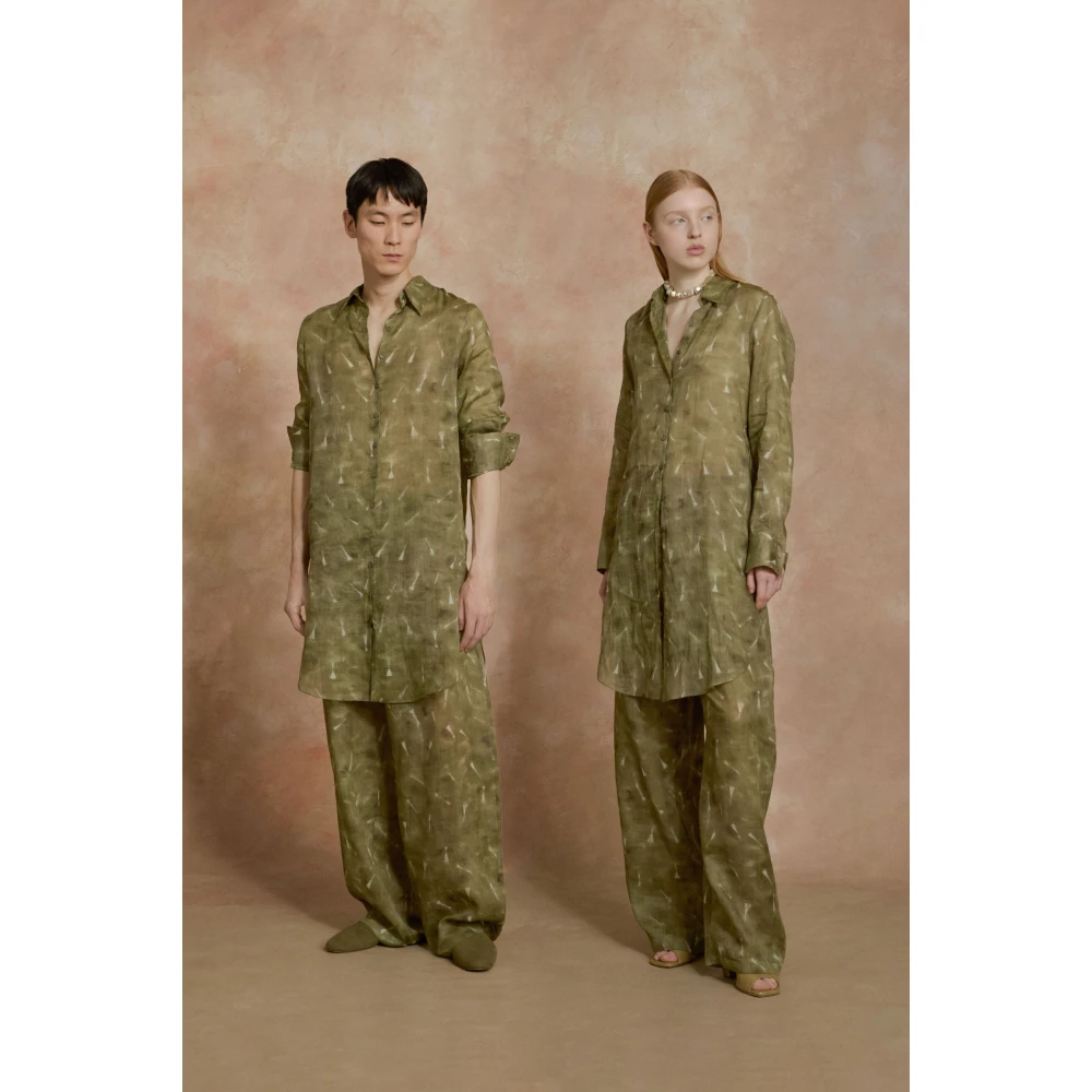 Cortana Rami ramie broek pua print Green Dames