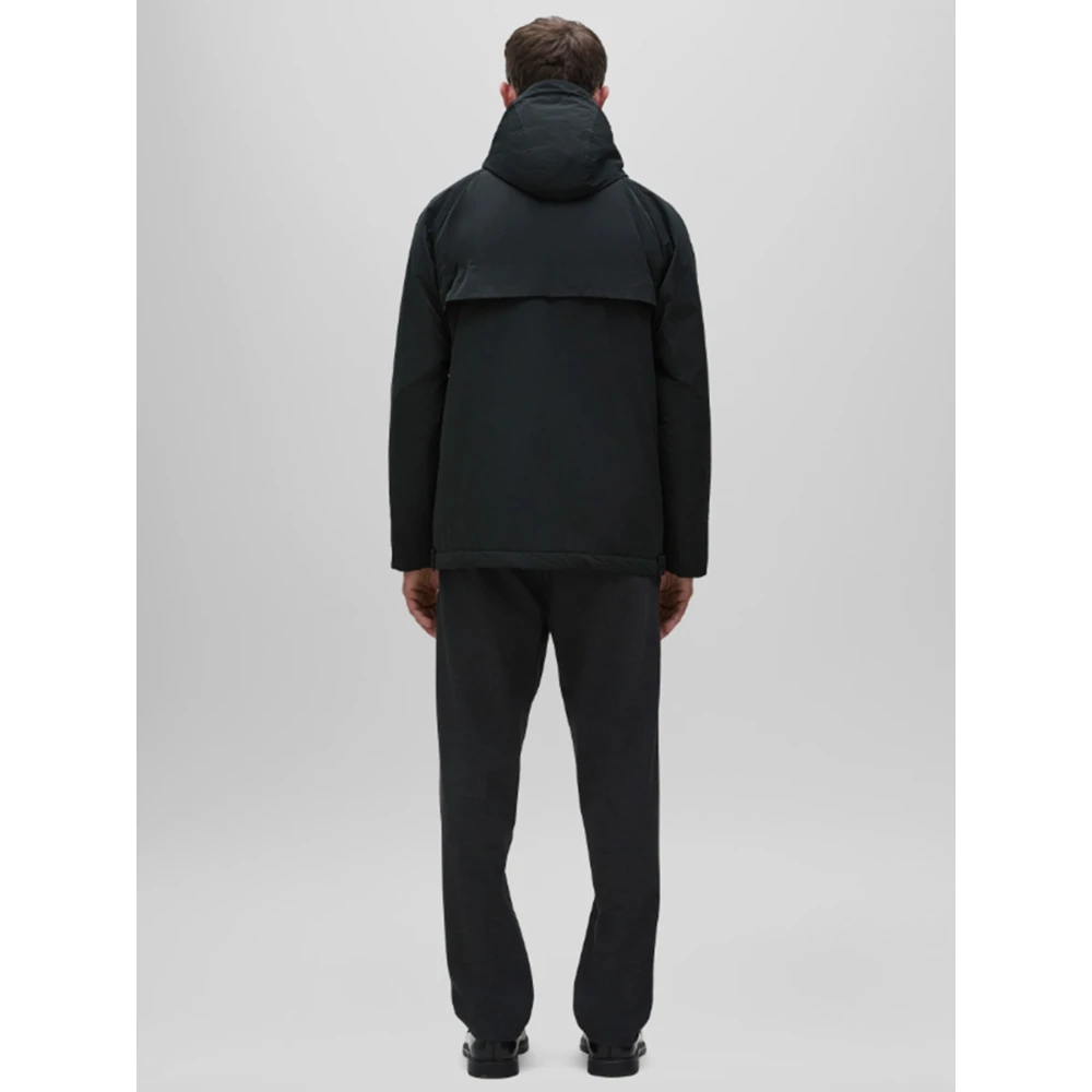 Aspesi Korte Technische Taffeta Parka Black Heren