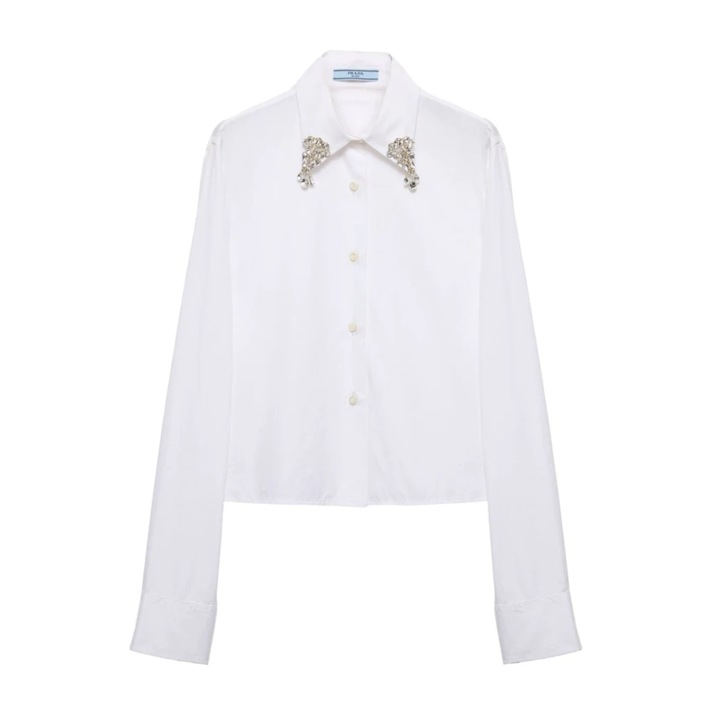 Prada Women's White Crystal Embellished Shirt