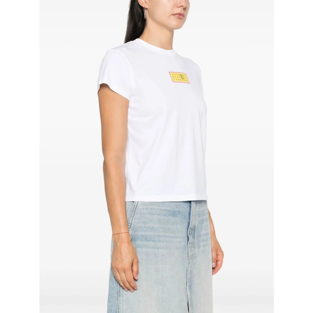 MM6 Maison Margiela Witte Katoenen Jersey Crew Neck T-shirt White Dames