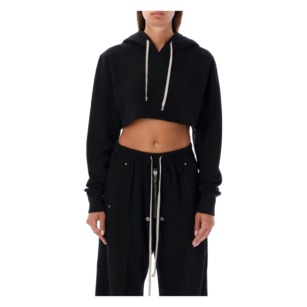 Rick Owens Zwarte Cropped Hoodie Gebreide kleding Aw24 Black Dames