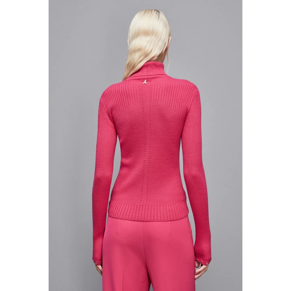 PATRIZIA PEPE Essentiële Trui met Hoge Hals Pink Dames