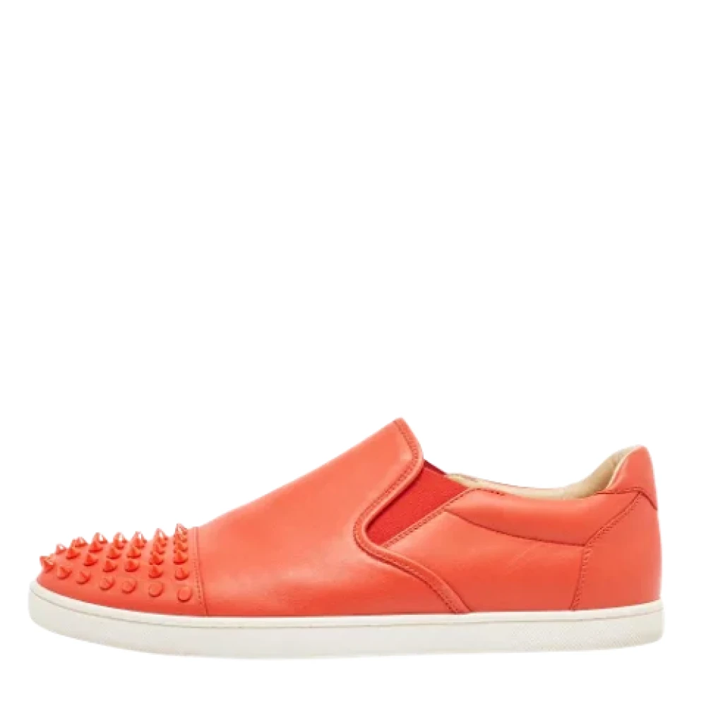Christian Louboutin Pre-owned Pre-owned Laeder sneakers Orange, Dam