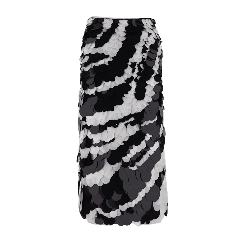 DES Phemmes Paillet Midi Rok in Zwart en Wit Black Dames