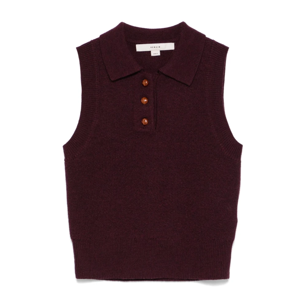 Remain Birger Christensen Mouwloos Poloknit Vest Red Dames