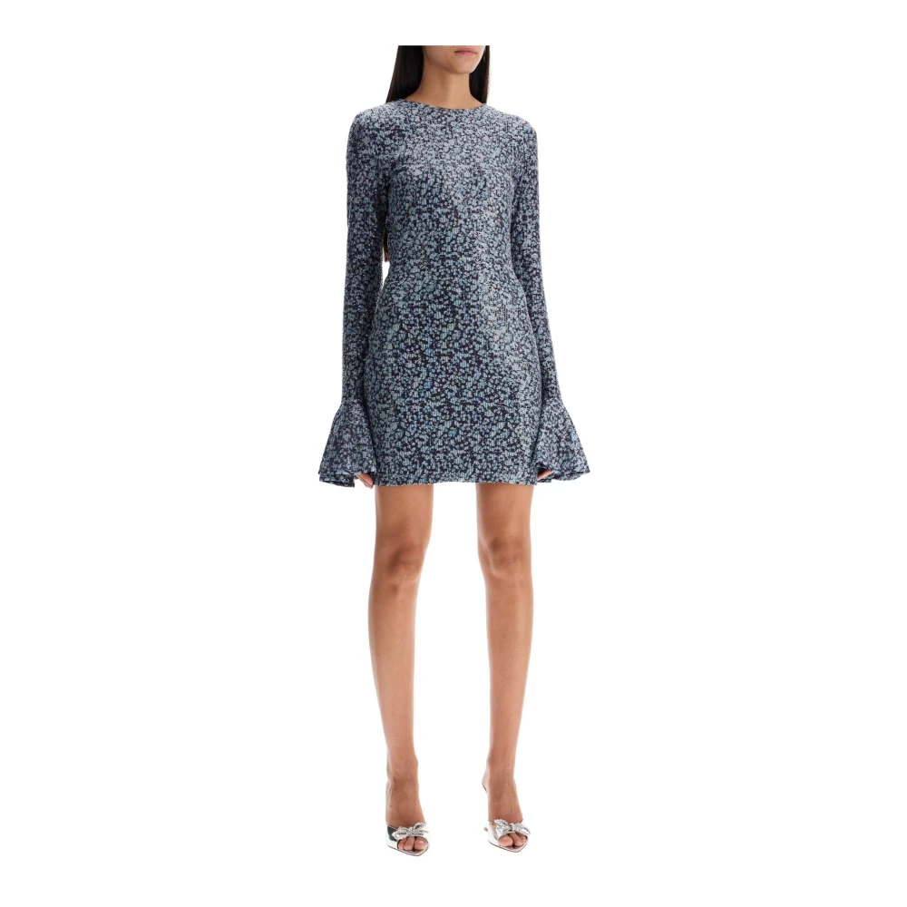 Rotate Birger Christensen Sequin Mini Jurk met Open Rug Blue Dames