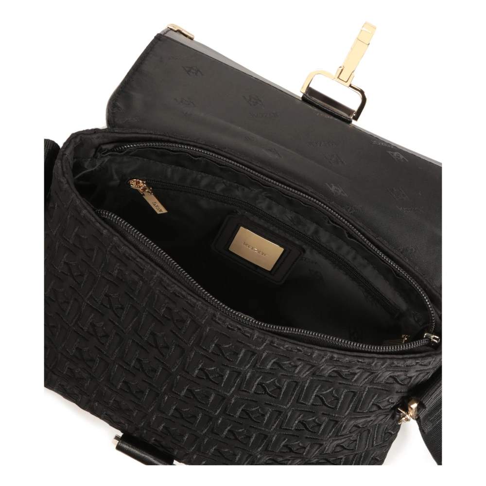 Kazar Zwarte messengertas met geborduurd patroon Black Dames
