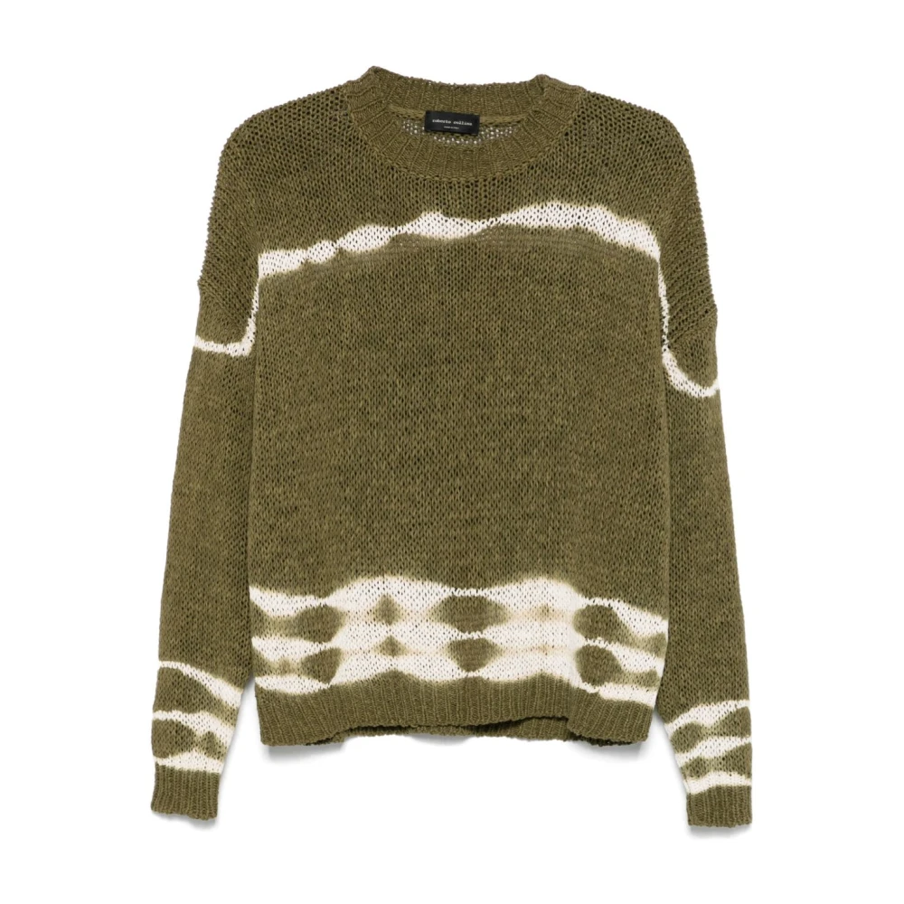 Roberto Collina Handgemaakte Tie-Dye Sweater Olijfgroen Green Dames