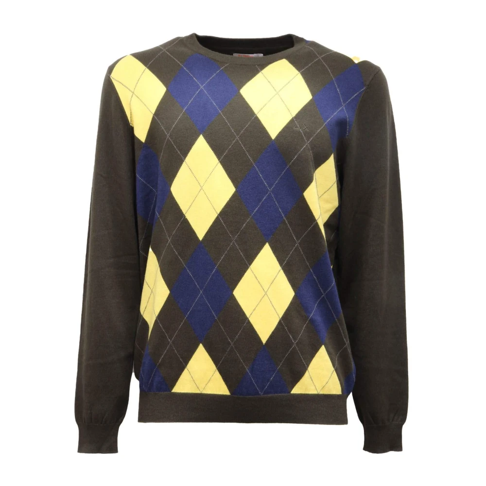 Sun68 Men's Multicolor Round-Neck Knitwear, M, Round-Neck Jumper