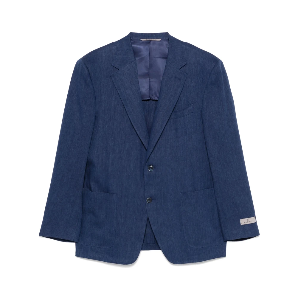 Canali Navy Blue Jas met Achterventilatie Blue Heren