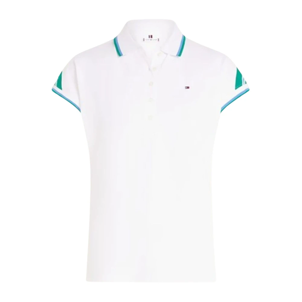 Tommy Hilfiger Gestreept Polo Shirt met Kapmouwen White Dames