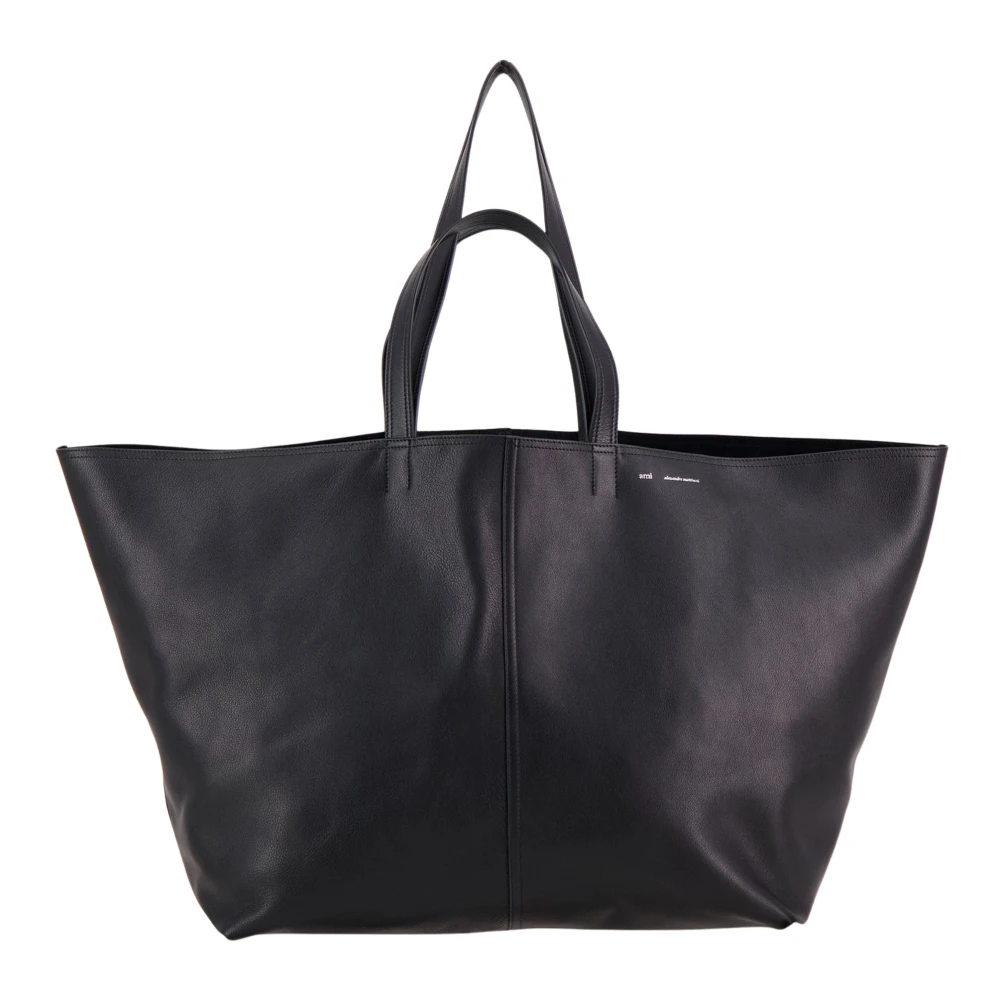Ami Paris Maxi Shopper in Zwart Leer Black Dames