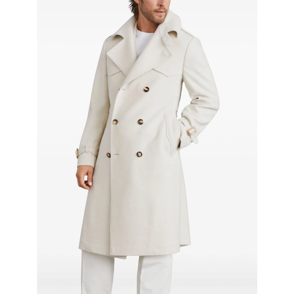 BRUNELLO CUCINELLI Witte Wollen Streepjas White Heren