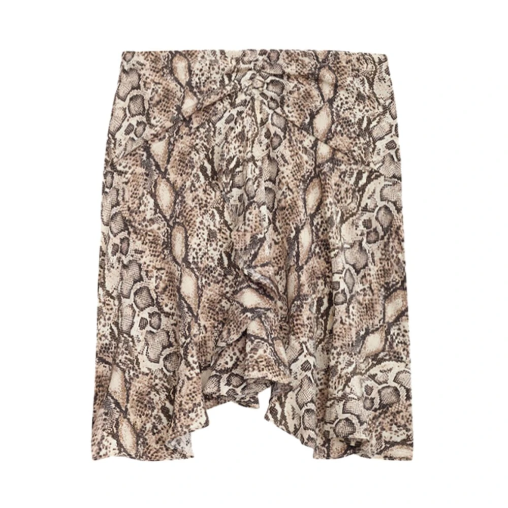 Isabel marant Dierenprint Zijden Rok Asymmetrische Zoom Beige Dames