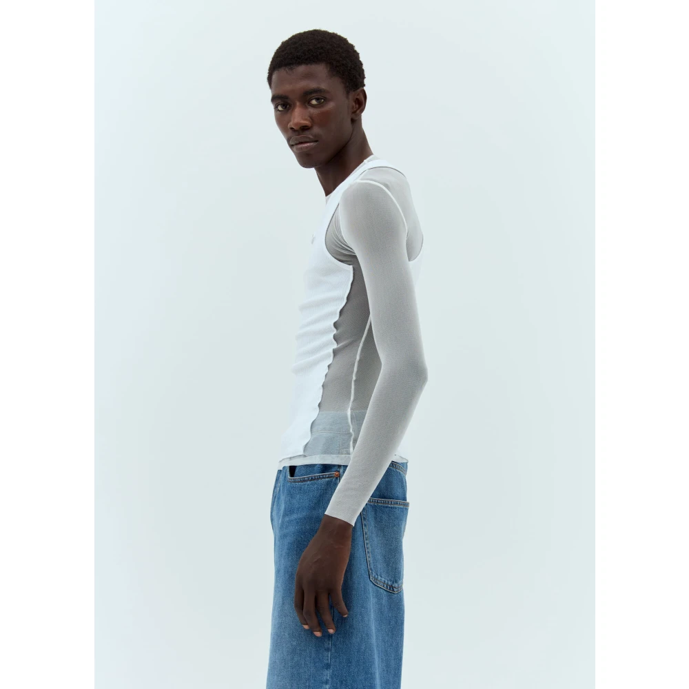 Jean Paul Gaultier Mesh Panel Top White Heren