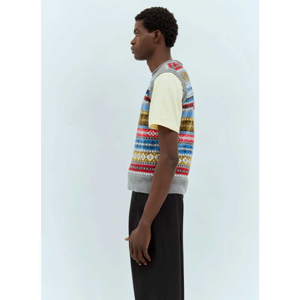 Wales Bonner Grafische Jacquard Wollen Vest Multicolor Heren
