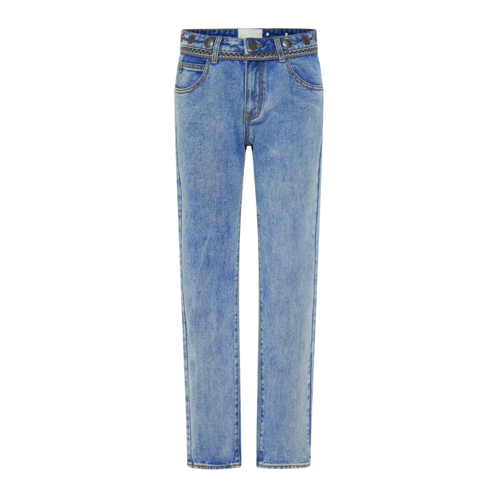 One Teaspoon Mid Rise Truckers Jeans Blue Dames