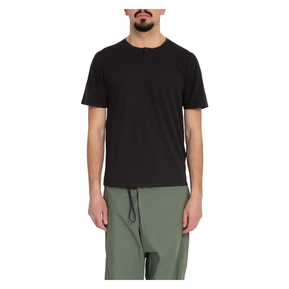 Transit Katoenen Henley Tee Black Heren