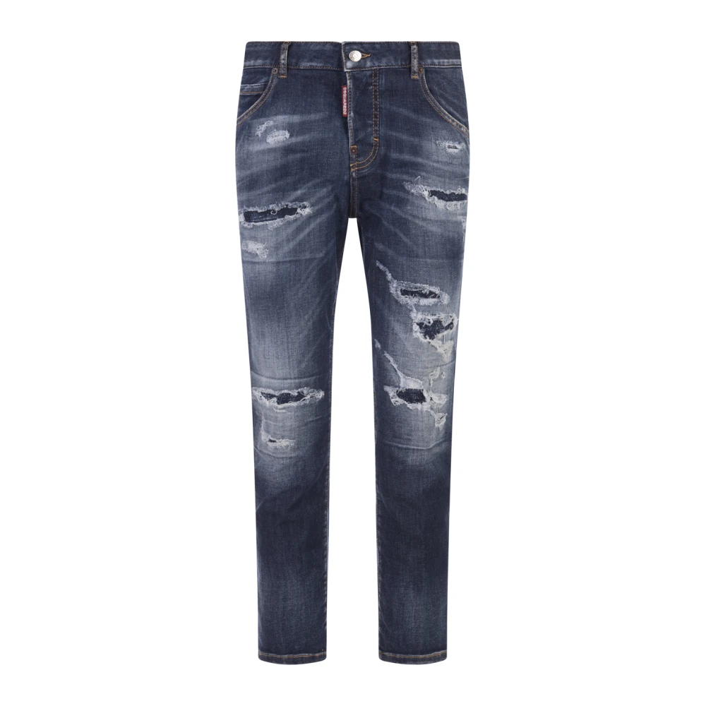 Blå Stretch Bomull Denim Dame Jeans