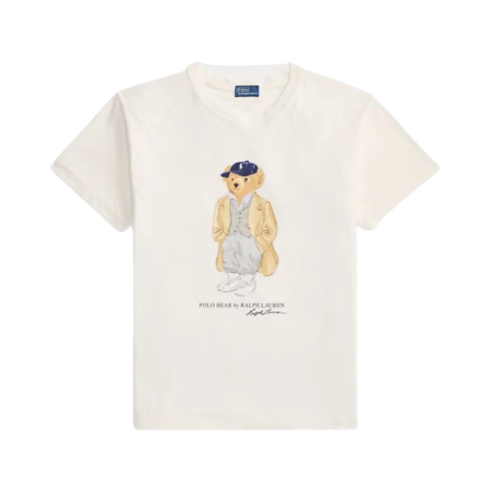Polo Ralph Lauren Women's White T-Shirts,, Iconic Polo Bear Jersey T-Shirt Large