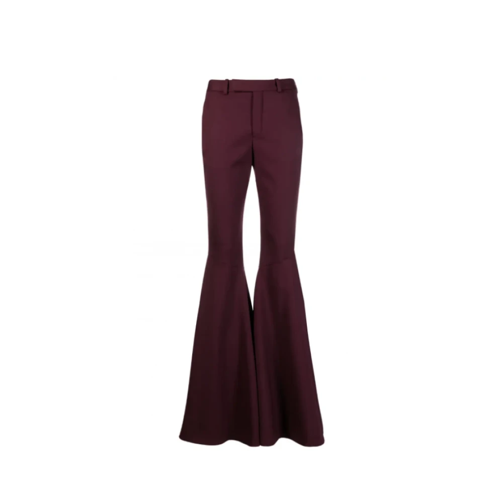 Saint Laurent Flared Wool Blend Trousers Burgundy Red Dames