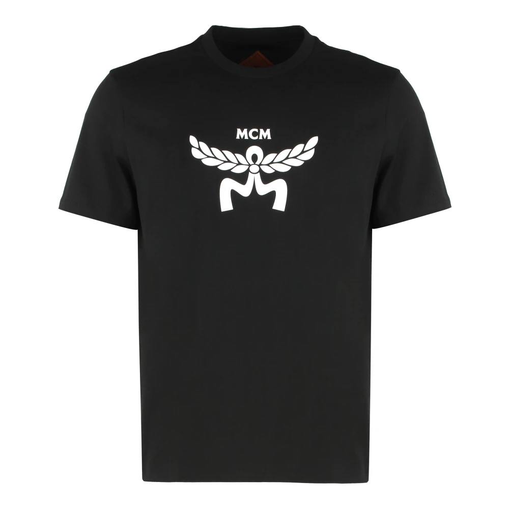 Mcm , T-Shirts, Male, Black, S, Cotton Crew-Neck T-Shirt