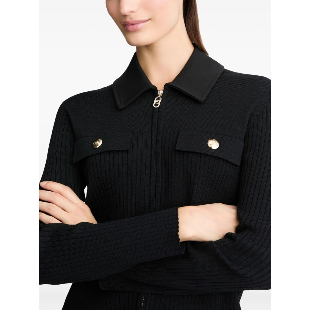 Liu Jo Zwarte Zip Sweater met Zakken Black Dames
