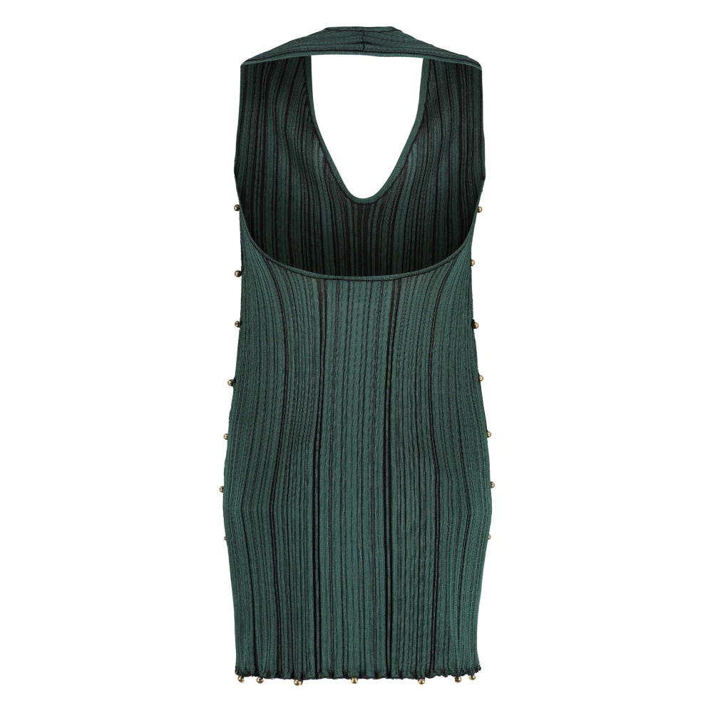 Bottega Veneta Geplooide mini-jurk met decoratieve kralen Green Dames